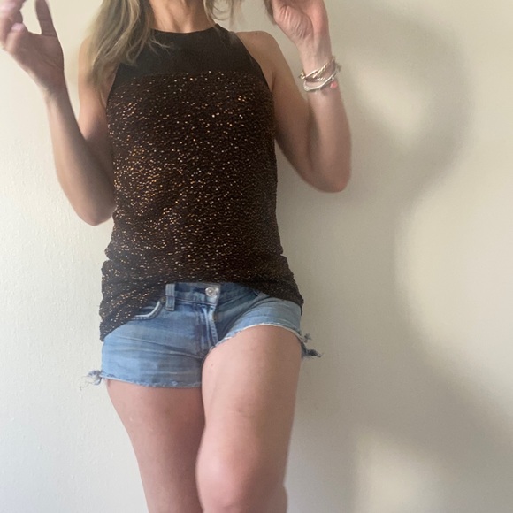 Vintage 90s beaded mesh fitted glam tank top 🍪🍪 - Picture 7 of 14